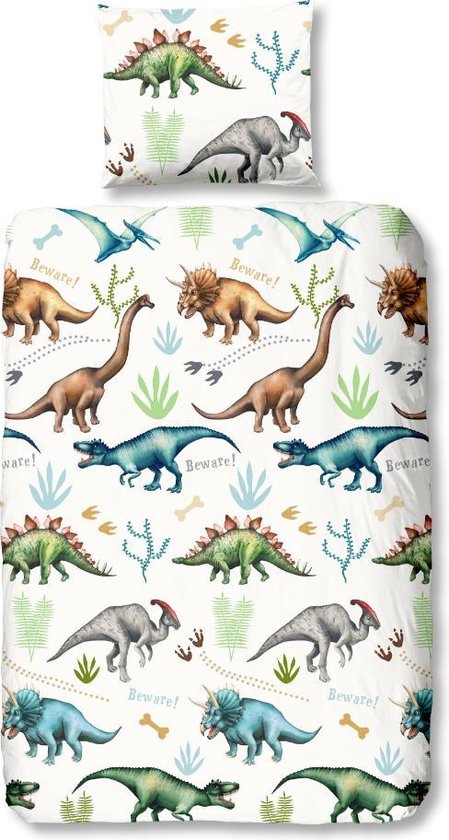 Housse de couette en Katoen Kinder mignons Dinosaures simples | 140x200 / 220 | Finement tissé | Doux et doux pour la peau