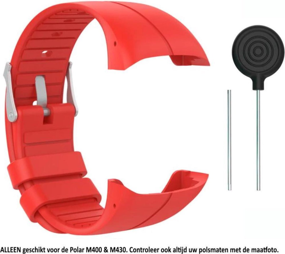 Siliconen Horlogebandje - Geschikt voor Polar M400/M430 - Rood