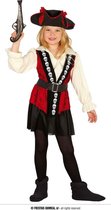 Guirca - Piraat & Viking Kostuum - Meedogenloze Doodskop Piraat - Meisje - rood,zwart - Maat 176 - Carnavalskleding - Verkleedkleding