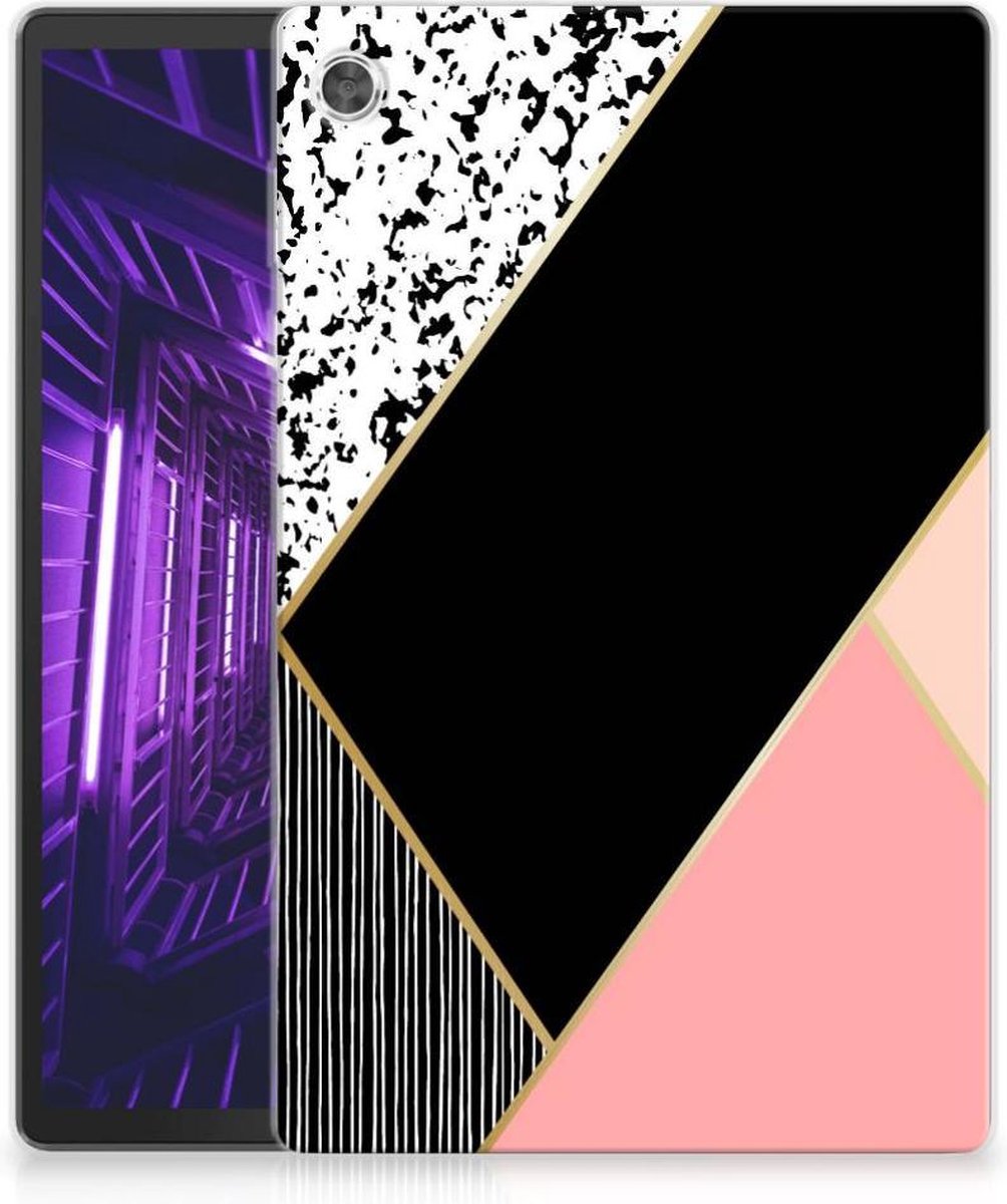 Lenovo Tab M10 Plus Back Cover Zwart Roze Vormen