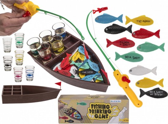 Thumbnail van een extra afbeelding van het spel Vishengel drankspel - Fishing drinking game - Hengel drankspel - Vis vangen drankspel - Vissen drankspel