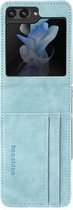 Coque Samsung Galaxy Z Flip 5 Avec Porte-Cartes - Bookcase de Luxe iMoshion - Bleu Clair