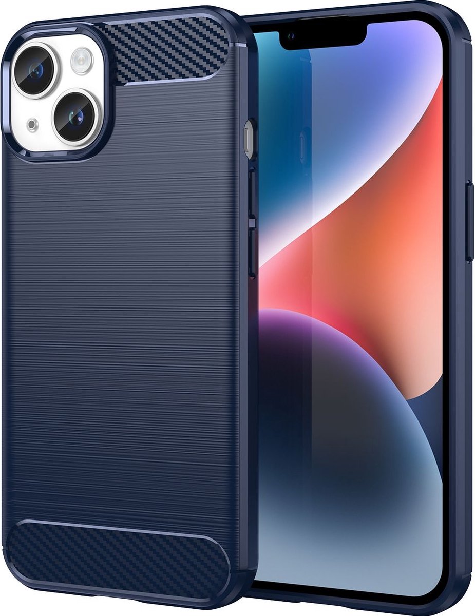Mobigear Hoesje geschikt voor Apple iPhone 15 Plus Telefoonhoesje Flexibel TPU | Mobigear Brushed Slim Backcover | iPhone 15 Plus Case | Back Cover - Blauw