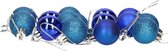 16x stuks kerstballen blauw mix van mat/glans/glitter kunststof diameter 3 cm - Kerstboom versiering