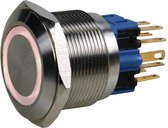 Pressostat en métal OFF-(ON) Ø25mm - Marque - Acier Inoxydable - Ring LED 5A 320V - 12V - Wit - Par 1 Pièces
