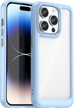 Mobigear Crystal Back Cover Case - Convient pour Apple iPhone 15 Pro - Étui pour téléphone portable - Transparent / Blauw