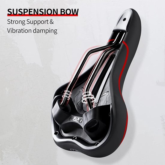 Voltano Gel Flow Fietszadel - Met Uitsparing - Zwart / Rood