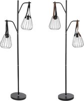 Vloerlamp DKD Home Decor Zwart Metaal PU Loft (55 x 25 x 150 cm) (2 Stuks)