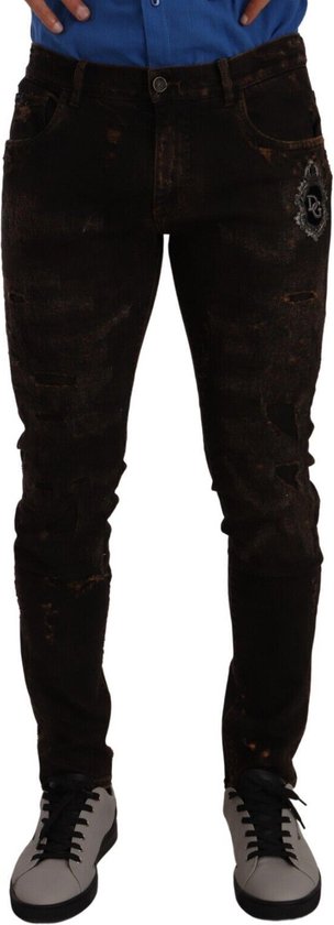 Bruine katoenen skinny jeans met DG Crown-logo