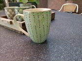 Mug de luxe Floz Design avec motif tactile - grande tasse - vert blanc - 400 ml - estampillé à la main et commerce équitable