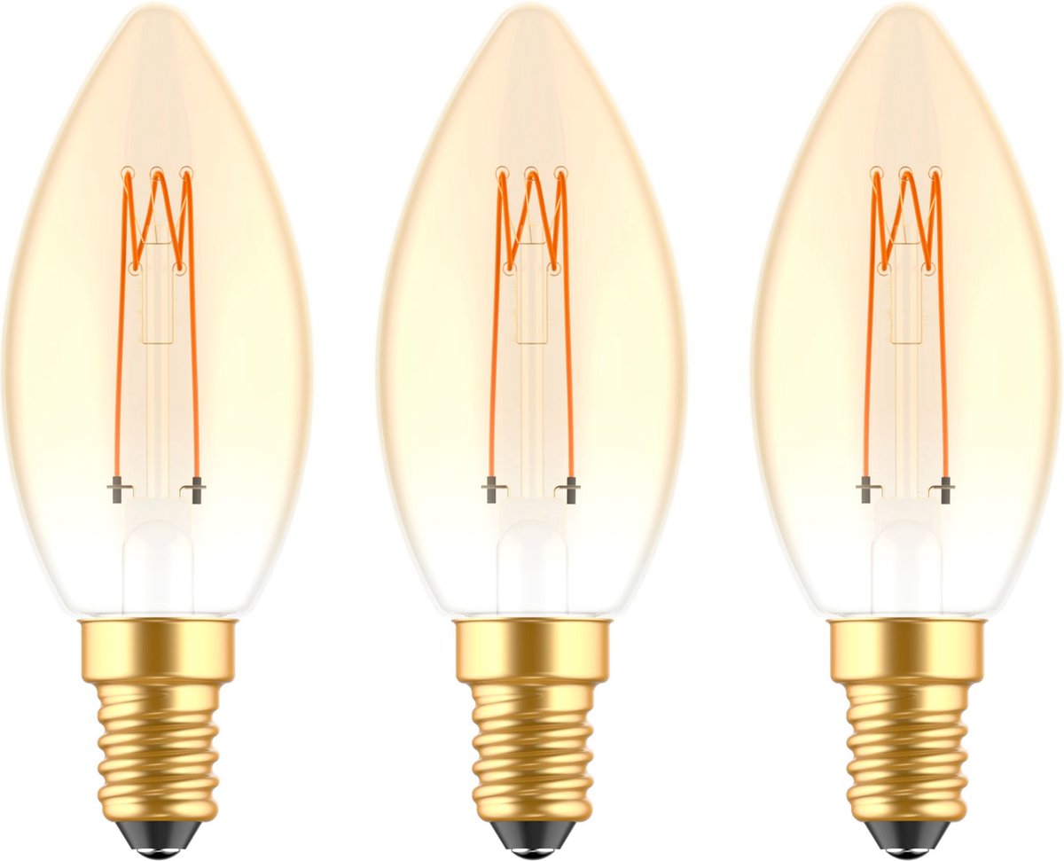 Proventa LED Filament lamp E14 - ⌀ 35 mm - Dimbaar - Warm wit - 3 x Vintage LED kaarslamp