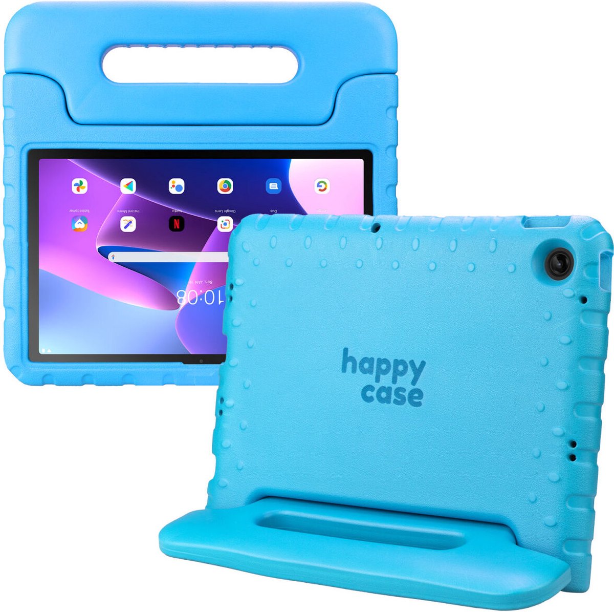 HappyCase Kinder Tablethoes Geschikt voor Lenovo Tab M10 Plus Gen 3 (10.6) | Kindvriendelijke Hoes | Beschemhoes | Kinderhoes | met Handvat en Standaard | Blauw