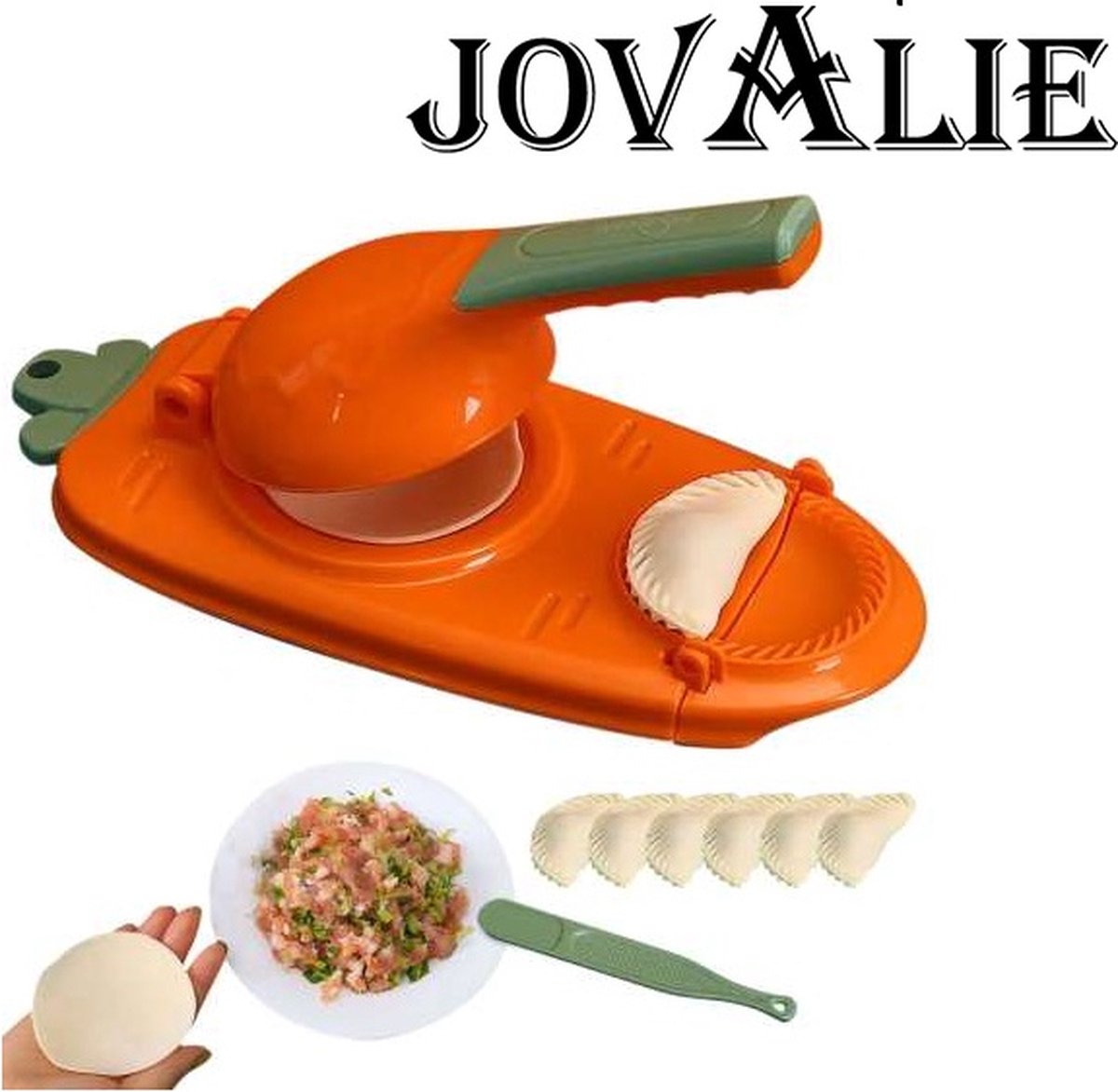 Dumpling Maker 2-in-1 - Ravioli Maker -Pastei Maker - Empanade Maker - Knoedelvorm - Oranje - Pakket