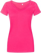 Women´s V-hals T-shirt met korte mouwen Bright Rose - M