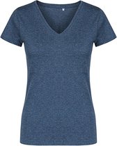 Women´s V-hals T-shirt met korte mouwen Heather Navy - XL