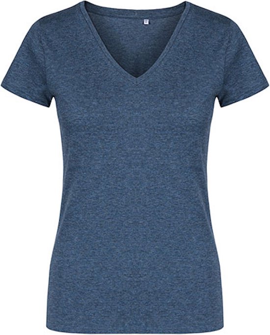 Women´s V-hals T-shirt met korte mouwen Heather Navy - XL