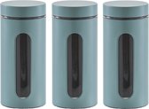 4x Boîtes / bocaux de conservation vert eucalyptus avec fenêtre 1200 ml - Zeller - Ustensiles de cuisine - Bocaux de conservation / bocaux de conservation - Boîtes de conservation / boîtes de stockage - Consservation alimentaire
