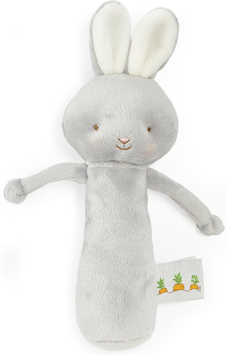 Bunnies By The Bay Rammelaar Konijn - Knuffel - Geborduurde details - 15 cm - Grijs