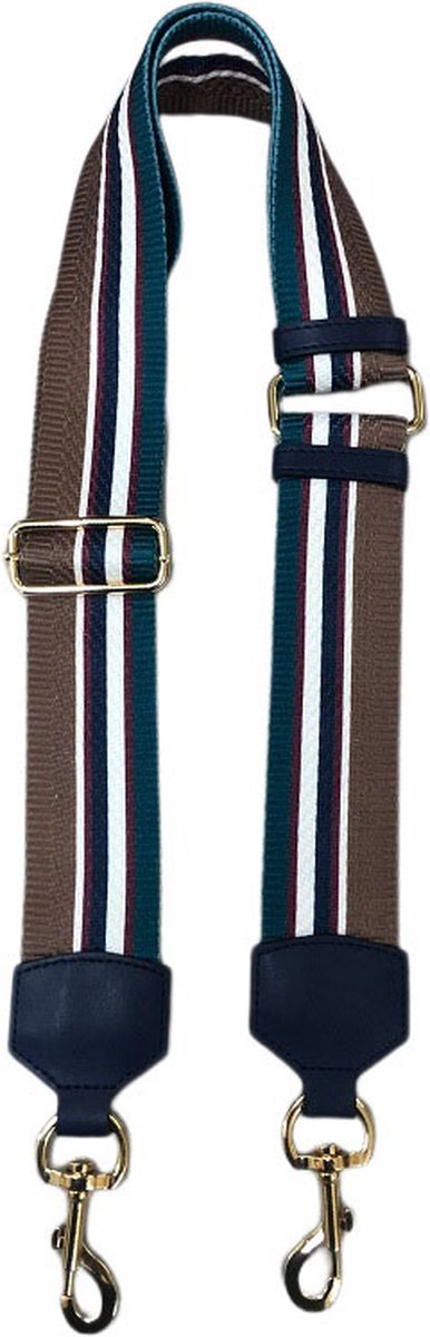 Cafuné – Verstelbare Tassenriem – Beige/Wit/Bordaux/Petrol - Schouderriem Dames voor Handtas & Crossbody Tas – 120 cm – 4.5 cm Breed – Verzilverde Musketonhaken