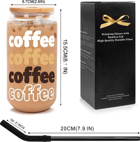 ABOOFAN Transparante Glazen Koffiekop Met Deksel En Rietje - IJskoffie Glas Karaf 400ml Groen
