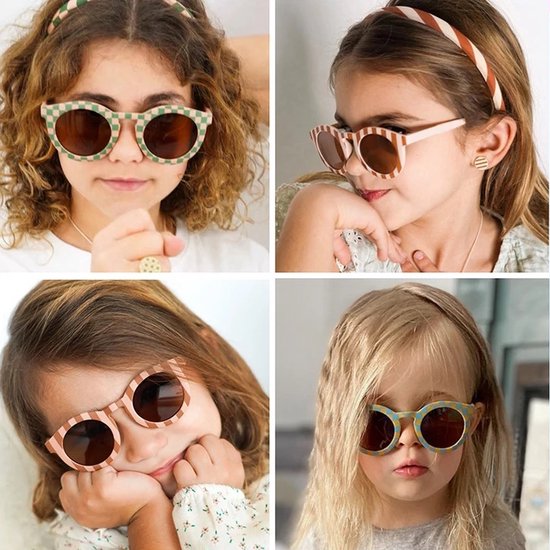 Kinder Zonnebril - Streep Bruin/Crème - UV400 - Kunststof - Fashion Favorite van Merkloos — afbeelding 4