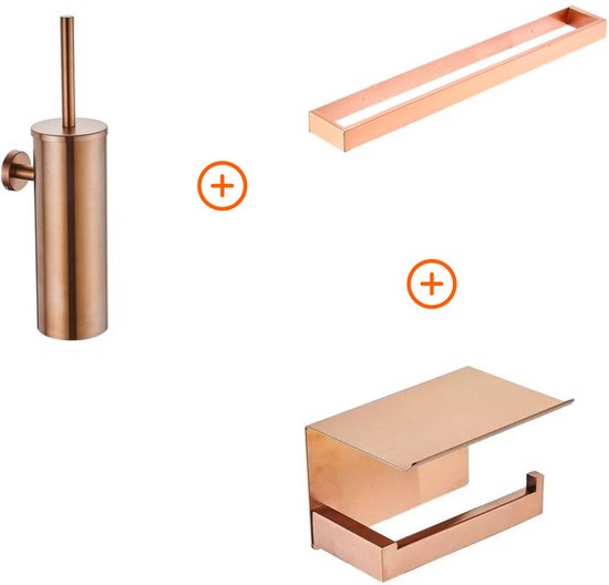 Toilet accessoires set Copper design met beugel