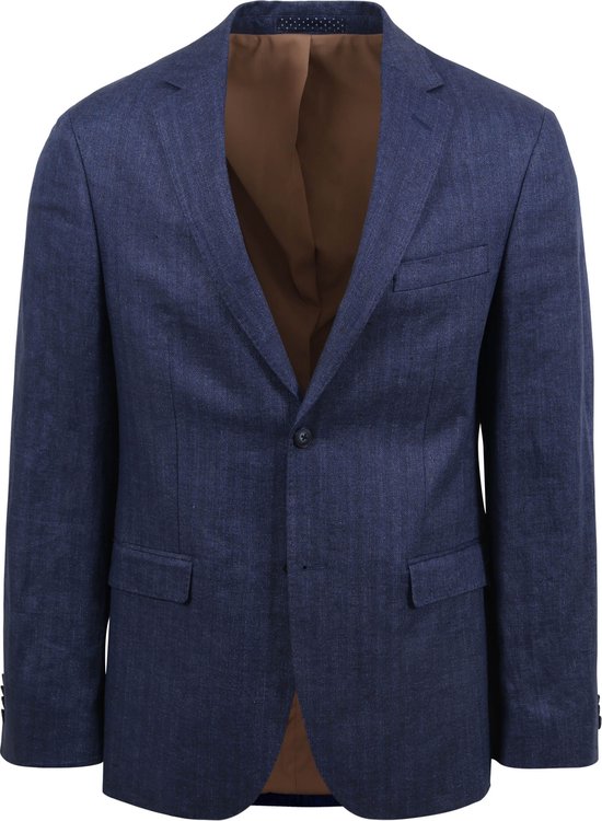 Convient - Blazer Lin Blauw Royal - Taille 52 - Coupe slim