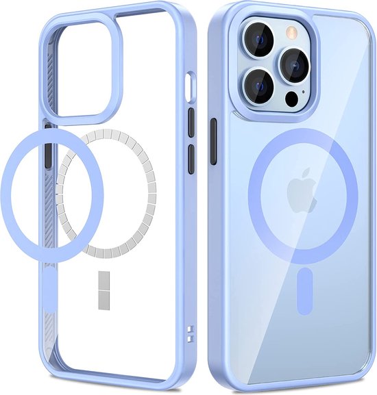 Foto: Iphone 13 pro magsafe hoesjes sierra blue transparant shockproof hoesje case iphone 13 pro blauw iphone 13 pro transparant magsafe hoesje licht blauw