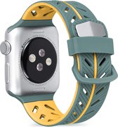 Strap-it Siliconen special strap - Geschikt voor Apple Watch bandje - Series 1/2/3/4/5/6/7/8/9/SE/Ultra (2) - Groen/oranje - siliconen horlogebandje voor iWatch - maat : 42 mm 44 mm 45 mm 49 mm
