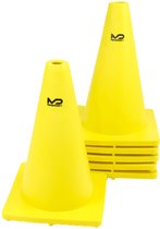 Set van zes gele flexibele verkeerskegels van MDsport.