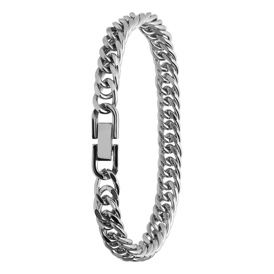 Lucardi - Kinder Stalen gourmet armband - Armband - Staal - Zilverkleurig - 16 cm