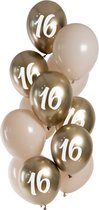 Folat - Golden Latte 16 jaar ballonnen (12 stuks)