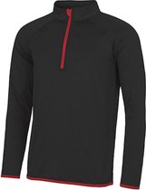 Herensportshirt 'Cool 1/2 Zip Sweat' Black/Red - XL