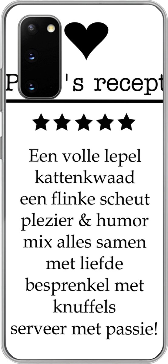 Telefoonhoesje Geschikt voor Samsung Galaxy S20 hoesje - Spreuken - Papa's recept - Quotes - Papa - Siliconen Telefoonhoesje Telefoonhoesje