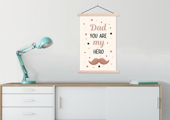 Cadeau pour le meilleur père avec texte - Papa tu es mon héros affiche textielposter affiche scolaire 60x90 cm - Tirage photo sur affiche textielposter (décoration murale salon / chambre)