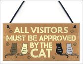EPIN | Houten Wandbord Kat | Cat Sign | Wandborden | Spreuken | Tekstbord | Kattenliefhebbers | All Visitors Must Be Approved By The Cat