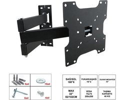 MONT KIARA TV muurbeugel, draaibare kantelbare tv-beugel voor 19-49 inch platte & gebogen tv of monitor tot 30 kg 48-124CM