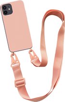 Smartphonica Hoesje met breed koord voor iPhone 12 Mini siliconen back cover met zachte binnenkant - Zalm / Back Cover geschikt voor Apple iPhone 12 Mini