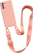 Smartphonica Hoesje met breed koord voor OPPO A54 5G siliconen back cover met zachte binnenkant - Zalm geschikt voor Oppo A54 5G