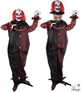 Halloween Animatiepop Killer Clown met Dubbele Kop met Licht en Geluid 180 cm