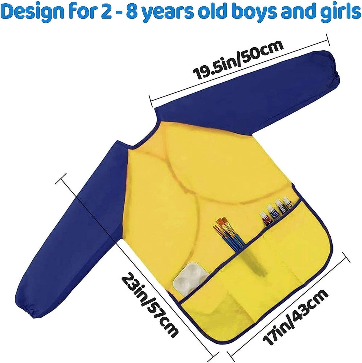 Tablier De Peinture Enfant Imperméable - Nylon, Fermeture Zip Dos - Taille 60x44 Cm - Pour école, Atelier, Cuisine (5-8 Ans) - 10