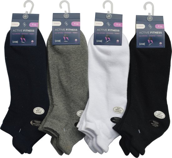 Chaussettes sport rembourrées femme - bas femme taille 36/41 - 12 paires de bas sport unis semelle éponge