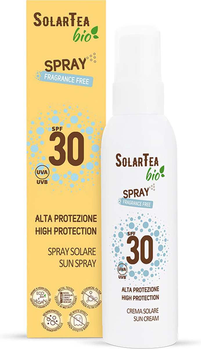 Solar tea Bio high protection fragrance free Suncream spray spf30