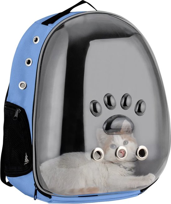 The Astronaut spacecapsule by Worldstar Products - blauw - 42x32x24cm - Huisdieren accessoires, benodigdheden - draagtassen - Transparant - katten - honden