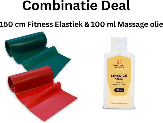 Verwen Aanbieding: 100ml Massageolie Gevoelige Huid en 2x Theraband van 150cm Fitness elastiek - Masseren - Binnen 24 uur verzonden - Aanbieding
