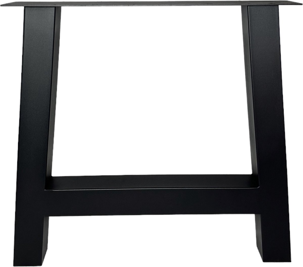 Maison dam 1x industriële tafelpoot A met koker 8x8cm, lengte: 72-78, hoogte 72cm, mat zwart fijn structuur, hoogwaardige kwaliteit - Inclusief steldop - Topplaat; 4mm dik A poot 8x8cm