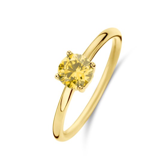 New Bling 9NB-0887-52 Ring Argent - Femme - Zircon - Rond - 6 mm - Jaune - Taille 52 - Goud mm - Argent - Argent Or