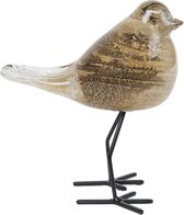 Sculptuur "Sparrow standing" bruin/goud glas-13x8,5x15,5cm