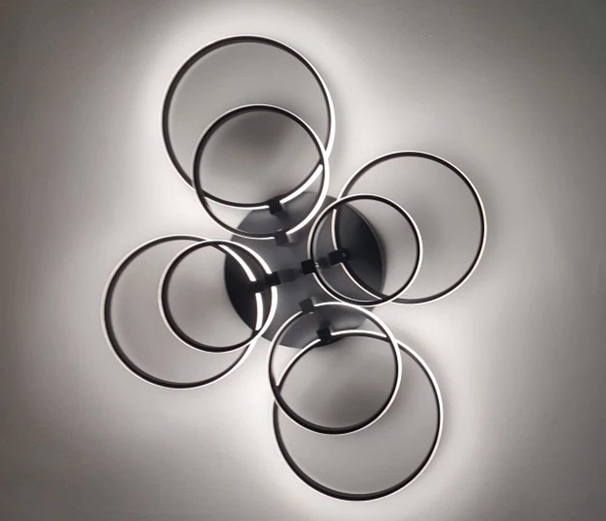 LED Plafondlamp Dimbaar Woonkamer Plafondlamp Wit Woonkamer Lamp Slaapkamer Lamp Afstandsbediening en APP, Moderne 6-Rings Ronde Plafondverlichting