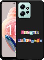 Cazy Case Zwart pour Xiaomi Redmi Note 12 4G Choisissez le Happiness